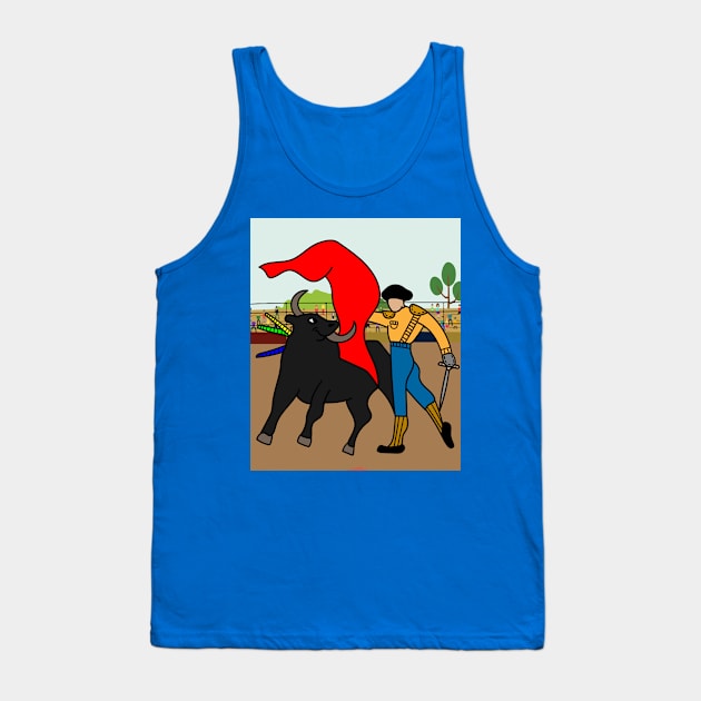 Arena Bullfight Torero Bull Tank Top by flofin